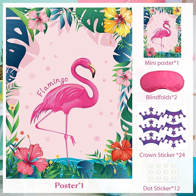 ASTARON Pin The Crown on The Flamingo, Flamingo Theme Party Game - Image 3
