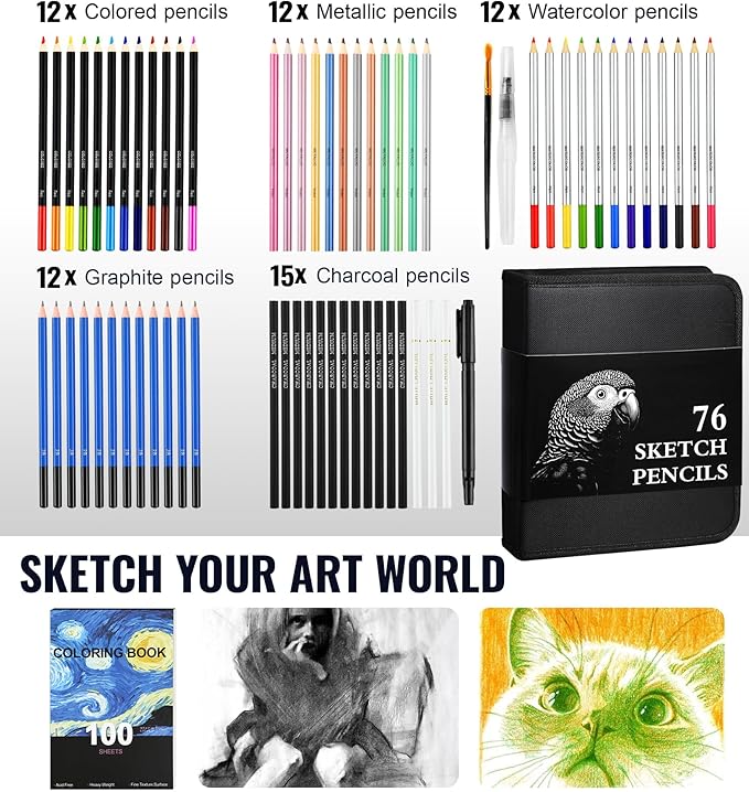 COOL BANK 76 Pack Art Supplies Sketching Kit - Image 2