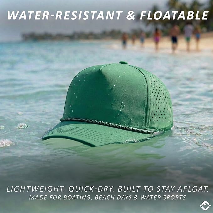 Funky Junque Performance Waterproof Golf Rope Hat – Cool Breathable Workout 5 Panel Snapback Cap for Men