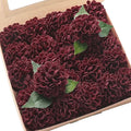 Floroom Artificial Dahlia Flowers 25pcs Real Looking Burgundy Foam Fake Roses by Floroom