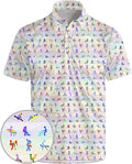 Golf Polo Shirts for Men Funny Print Short Sleeve Golf Shirts Performance Golf Polos