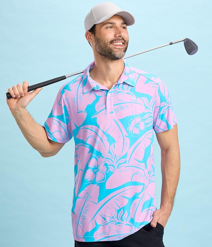 Tipsy Elves Men's Performance Golf Shirt - 4-Way Stretch, Quick Dry, Athletic Cut - Golf Polo