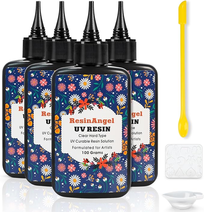 400g UV Resin kit, Crystal Clear Hard, Premixed UV Epoxica Resina Fast Curing by ResinAngel