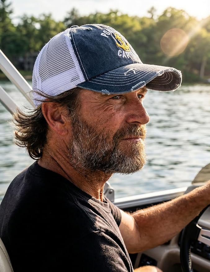 InnoBeta Pontoon Hat, Boat Captain Gifts for Men, Pontoon Accessories Baseball Cap, for Pontoon Owners