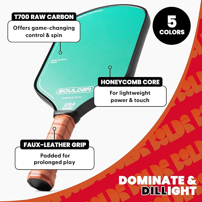 Boulder Carbon Fiber Pickleball Paddle | T700 Carbon Fiber | USAPA Approved - Image 2
