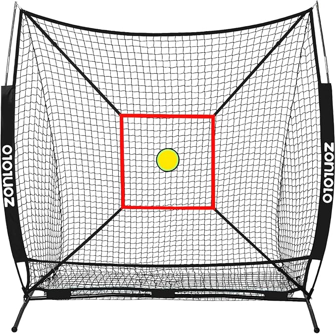 Zonlolo 6 x 6 FT Baseball Net with 3 Diffferent Targets, Portable Practice Net for Batting，Hitting，Pitching and Throwing,Compact Package with Small Carrying Bag，Great for Kids