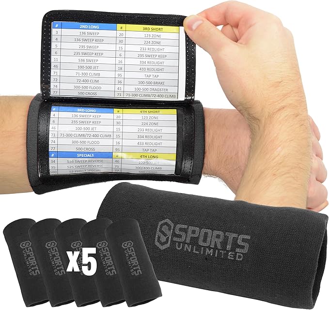 Sports Unlimited Youth Triple Wrist Coach, Football Wristbands for Plays, Baseball Wristbands, QB Arm Bands