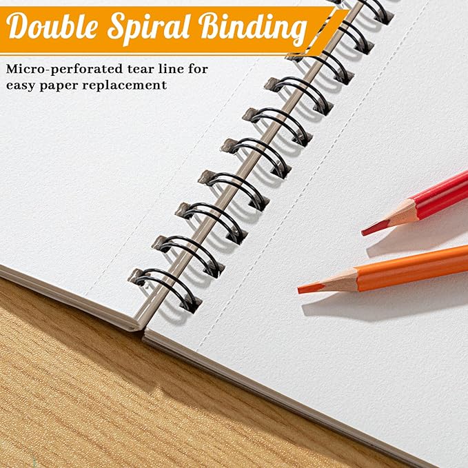 2 Pack Sketch Book with 36 Color Pencil Set, Spiral Kids Sketchbook - Image 5