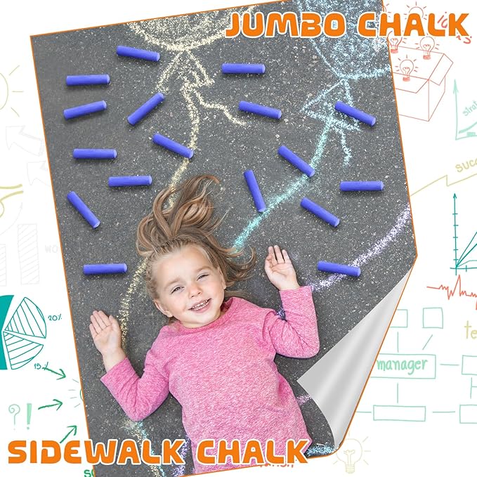 20 Pcs Sidewalk Chalks for Kids Non Toxic Jumbo Chalk for Party Gift Outdoor - Image 6