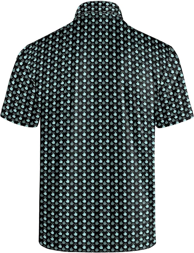 Golf Polo Shirts for Men Funny Print Short Sleeve Golf Shirts Performance Golf Polos