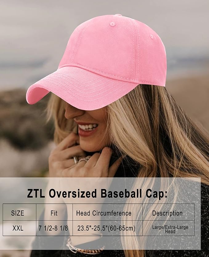 Oversize XXL Baseball Cap for Big Heads 23.6"-25.6", Extra Large Cotton Baseball Hat, Plus Size Unstructured Dad Hats