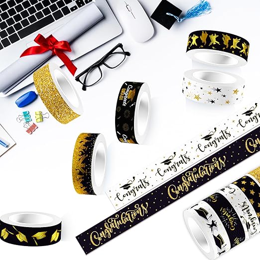 12 Rolls Graduation Washi Tape, Congratulations Grad Cap Decorative Paper - Image 4
