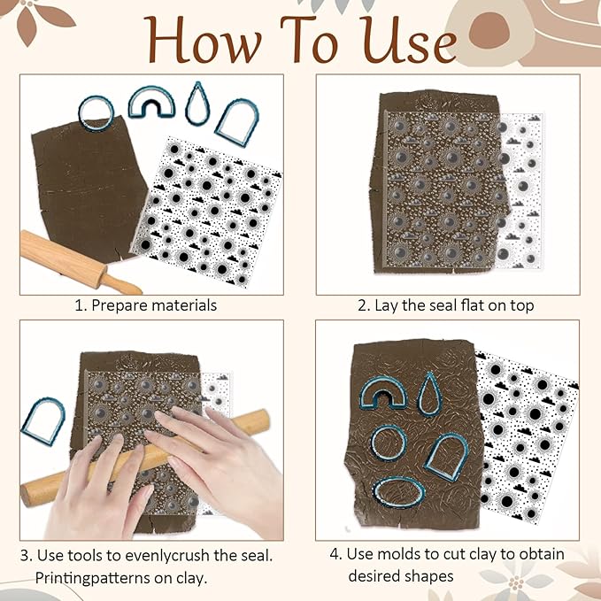 CHGCRAFT Sun and Cloud Polymer Clay Texture Sheets Geometric Pattern Silicone - Image 4