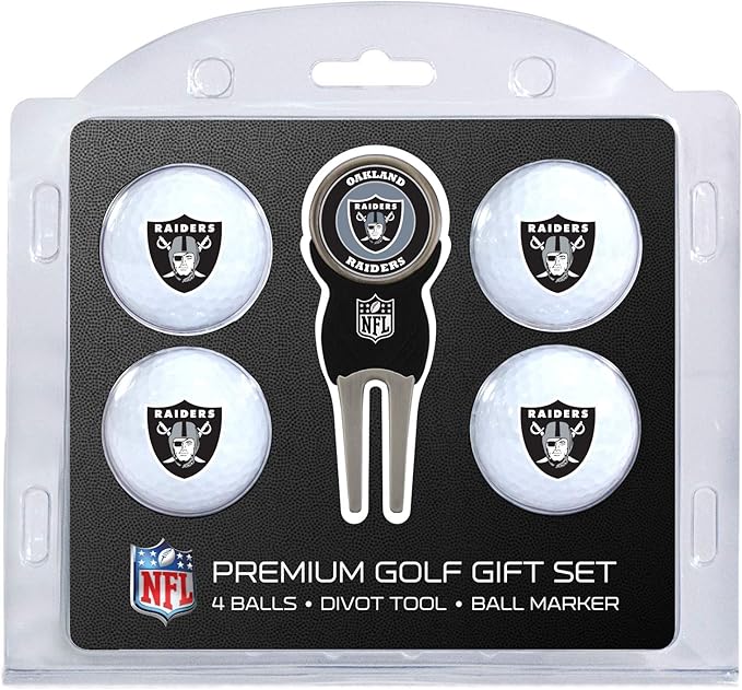 Team Golf NFL Regulation Size Golf Balls (4 Count) & Divot Tool with Removable Double-Sided Magnetic Marker