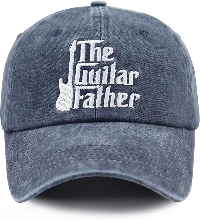 The Guitar Father Hat for Men, Vintage Cotton Embroidered Guitar Decor Dad Baseball Cap