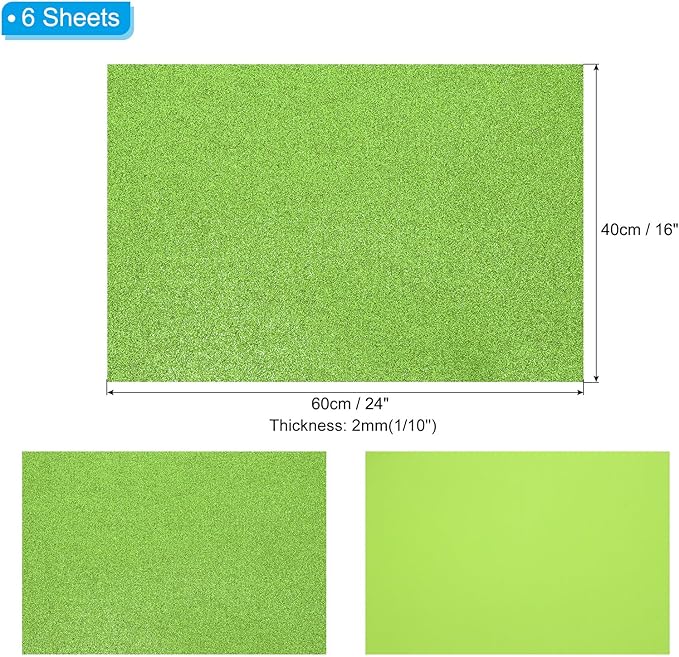 PATIKIL 2mm Thick Non Adhesive Glitter Foam Sheet 16x24inch Light Green - Image 2