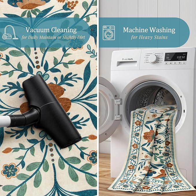 Morebes Washable Floral 8x10 Area Rugs - Image 4