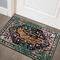 Oriental Tropical Entryway Rugs Washable, Thin Black Boho Vintage Distressed by Aldopein