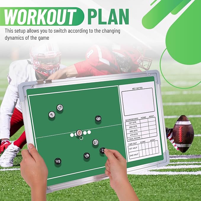 ZPU Football Coaching Board, Magnetic Football Clipboard for Coaches, Tactics Clipboard with Dry Erase, Marker Pens, Fence Hooks, Magnets, Storage Bag and Carry Bag, for Teaching and Game Plan