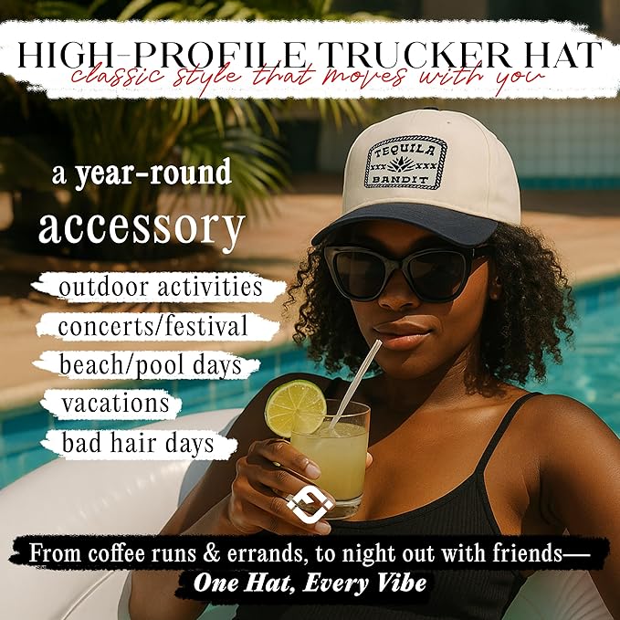 Funky Junque Trucker Hat Women Men 2-Tone Baseball Cap – Vintage Western Style Embroidered Snapback, Premium Cotton Blend