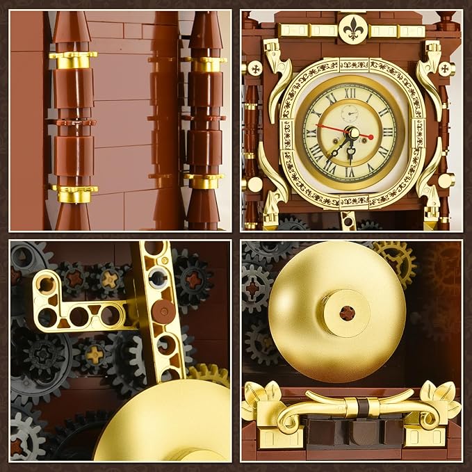Retro Clock Building Set for Adults, Vintage Pendulum Clock Model - Image 4
