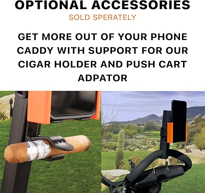 DESERT FOX GOLF Phone Caddy – American Flag Golf Cart Phone Holder – Secure Velcro Mount, One-Hand Access, Universal Fit, Patriotic Golf Accessories (Blue Line)