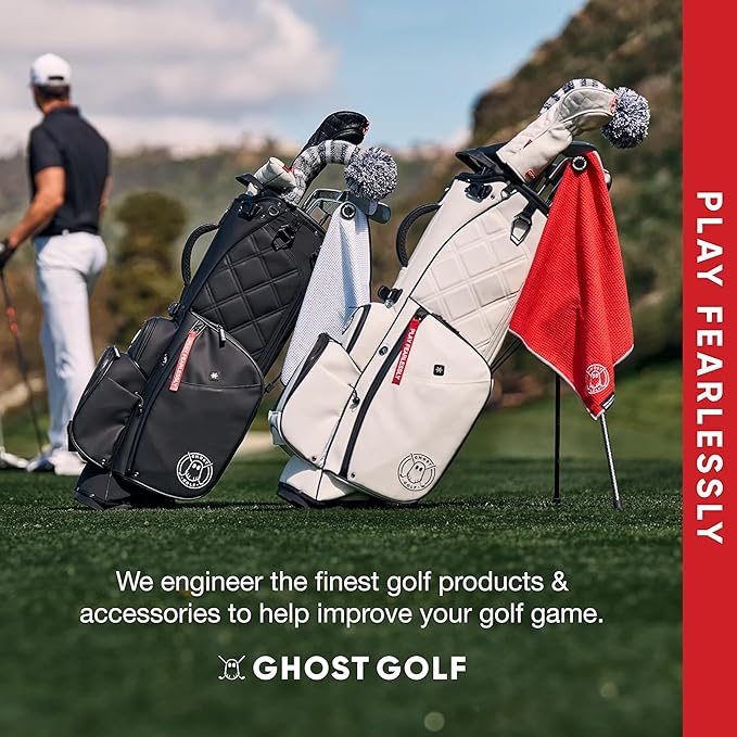 Ghost Golf Magnetic Towel (Greenside) - Premium Ultra-Absorbent Microfiber Golf Towel with Magnet for Golf Carts or Clubs - 18" x 18" Golfing Gear - Waffle Weave Pattern (Grey)