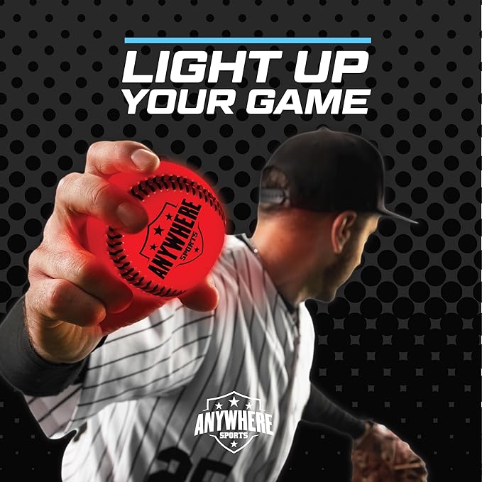 Anywhere Sports Pro Glow Light-Up Baseball – Regulation Size LED Color Changing Baseball with USB Rechargeable Battery – Official Weight Ball for Kids & Adults – Night Play Outdoor Sports Toy Gift