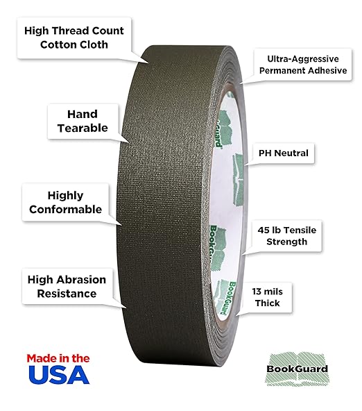 BookGuard 1 Inch Premium Bookbinding Repair Cloth Tape, 15 Yard Roll - Image 2