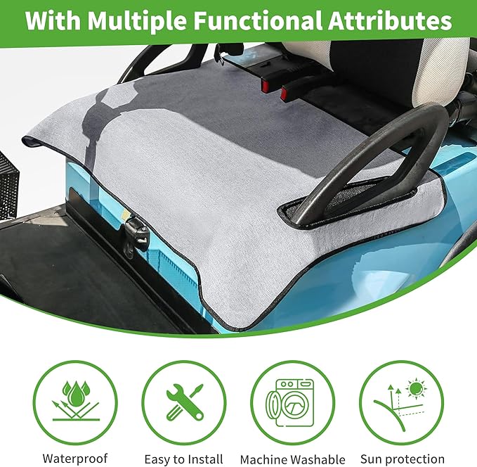 10L0L Golf Cart Seat Covers Compatible with EZGO TXT/RXV & Club Car DS/Precedent, Non-Slip Golf Cart Towel for 2/4 Person Seats, Universal Accessories for Seat Blanket (50 x 30 Inches)-Light Gray
