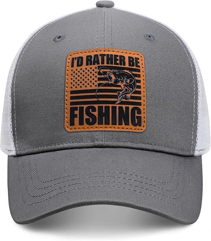 Fishing Hat Fishing Gifts for Men Bass Fish Flag Gear Accessories Stuff Trucker Hat Snapback Baseball Cap