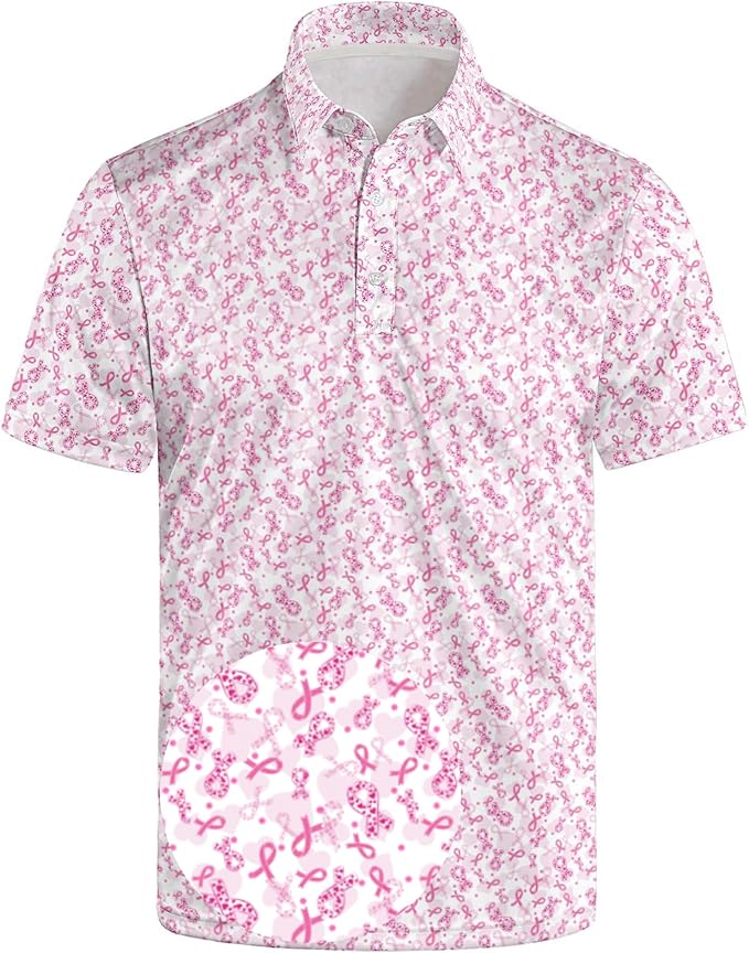 Golf Polo Shirts for Men Funny Print Short Sleeve Golf Shirts Performance Golf Polos