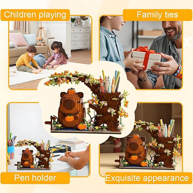 Capybara Building Blocks Set -1880PCS Cute Animals & Flowers Building Bricks - Image 5