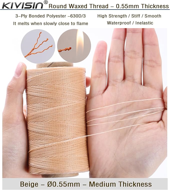 Sturdy Bonded Waxed Polyester Thread, 437 Yards Wax String Cord - Image 3
