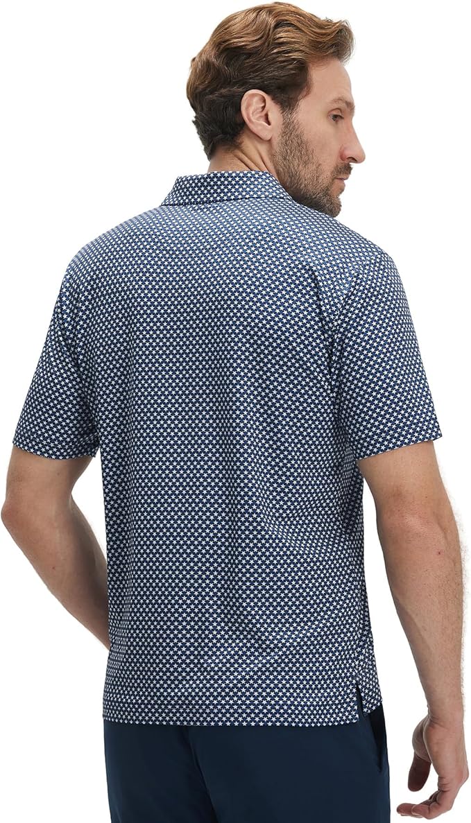 M MAELREG Mens Golf Shirt Short Sleeve Dry Fit Print Moisture Wicking Performance Patterns Collared Polo Shirt