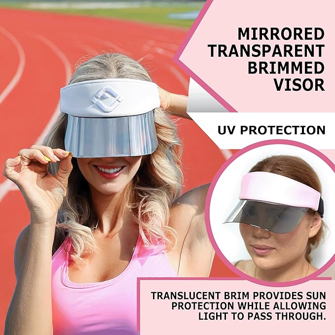 Funky Junque Women's UV 50 Adjustable Sun Visor - Golf Tennis Pickleball - Sports Themes Solid Colors Easter Pastels