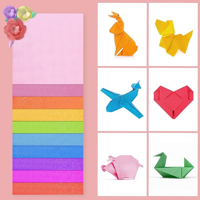 Glitter Origami Paper: 100 Sheets 10 Colors Shiny Iridescent Paper - Image 8