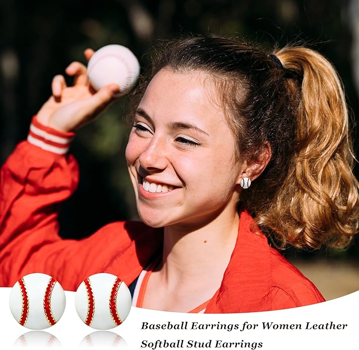 Baseball Earrings for Women Baseball Mom Accessories Essentials Game Day Fan Gifts Lightweight Sports Stud Earrings Jewelry Game Day Shirts Women