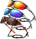 3 Pack Polarized Sports Sunglasses for Men, Mens Sunglasses Wrap Around UV Protection for Cycling Fishing Driving