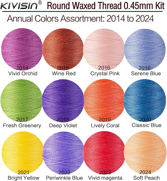 12 Multicolor Round Waxed Thread, 0.45mm Thin and Stiff Wax Strings, 110 - Image 2