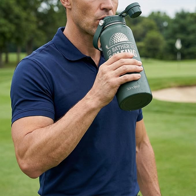 Golf Insulated Stainless Steel Water Bottle 32oz, I Would Rather Be Golfing, Vacuum Chug Lid Travel Tumbler for Men Friends Dad Brothers Golfers Coaches, Birthday Christmas