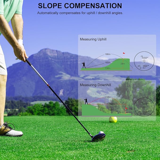 HANMATEK GR1200 Golf Rangefinder with Slope, Flag Lock & Vibration, 6.5X Magnification, 1200 Yards Range, Rechargeable Battery, Golf Distance Finder for Men and Women