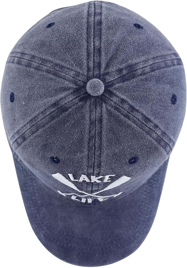 Lake Life Hats for Women Men, Funny Adjustable Washed Cotton Embroidered Summer Vacation Sun Baseball Cap