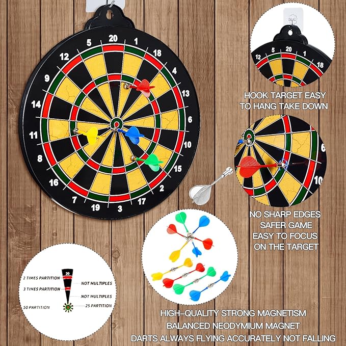 Magnetic Dart Board for Kids-12Magnetic Dart/Sticky Balls Or 2 Toy Gun+40 Foam - Image 4