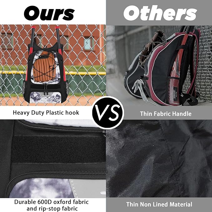 Goloni | Baseball Backpack,Baseball Bag for Adult,Softball Bat Bag with Shoes Compartment,Large Main Compartment for Helmet & accessories, Fence Hook