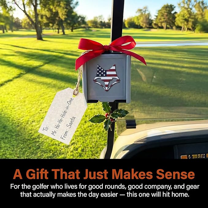 DESERT FOX GOLF Phone Caddy – Adjustable Golf Cart Phone Holder with Secure Strap for Hands-Free GPS & Golf Apps – Universal Fit - Patriotic Flag