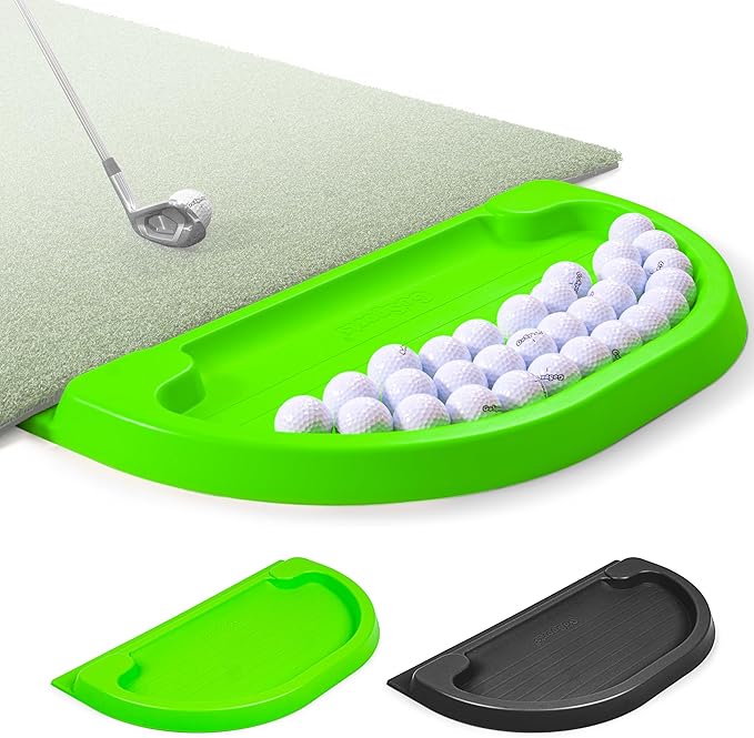 GoSports All-Weather Golf Ball Trays with 70 Ball Capacity - Black or Green - Compatible with All Hitting Mats