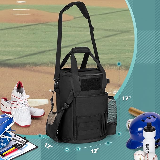Smasrob Baseball Coaches Bag Fits 6 Gallon Ball Bucket, Baseball Bucket Bag with Backpack and Shoulder Straps