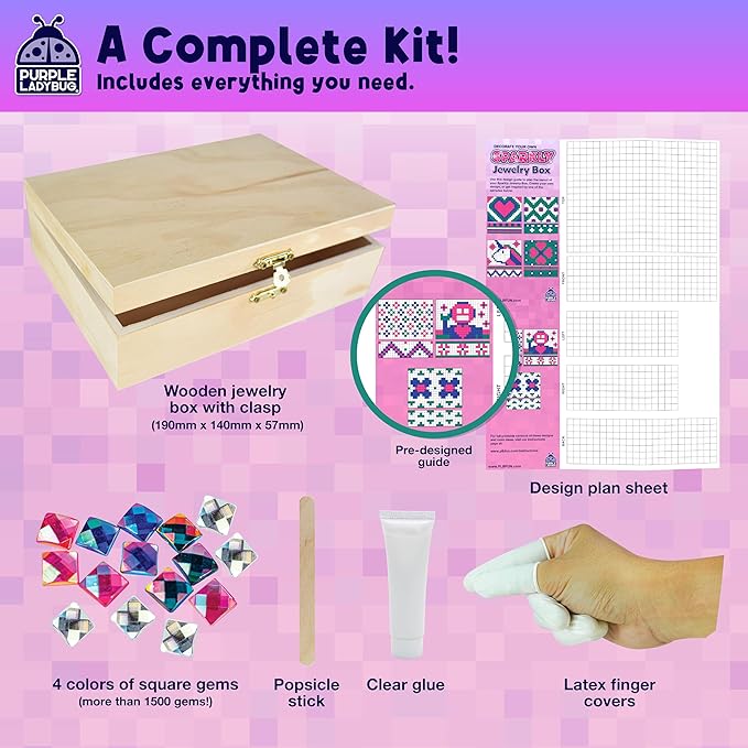 PURPLE LADYBUG Sparkly DIY Wooden Jewelry Box Craft - Image 3