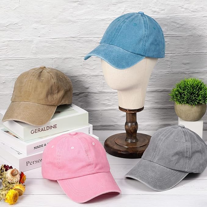 5 Pieces Unisex Cotton Vintage Baseball Cap Low Profile Unstructured Baseball Hat Washed Distressed Twill Adjustable Dad Hat